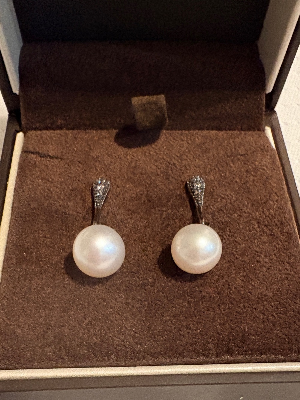 Pandora Fresh Water Pearl Drop Earrings with Pavé Accents Sterling Silver